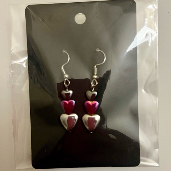 Harriet Ave Jewels Pink and Silver Heart Earrings - Picture 2 of 4